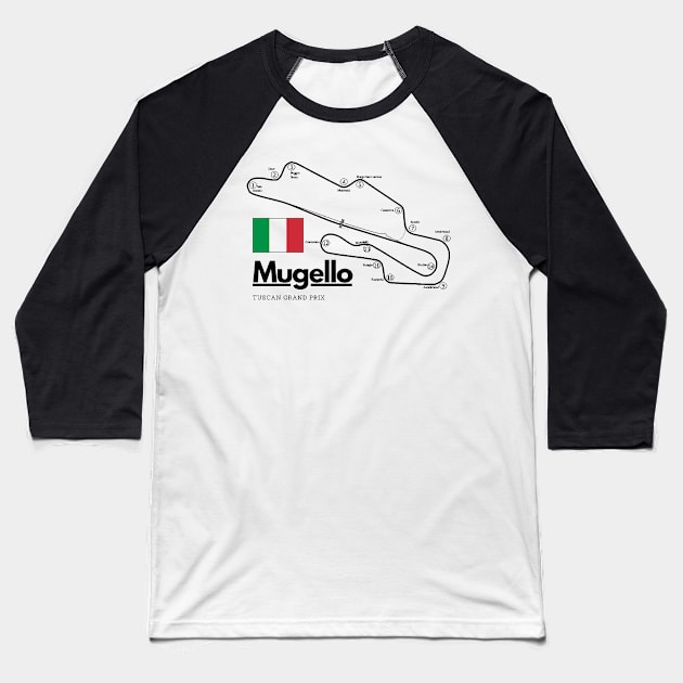 Mugello F1 Track Italy Baseball T-Shirt by Auto-Prints